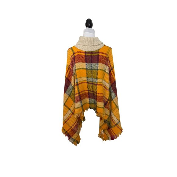 Ruggine Marigold Tunic Poncho Aspen Cape Plaid Pullover Cowl Neck Retro Style - Picture 9 of 12